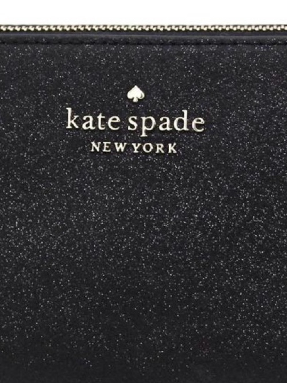NWT Kate Spade New York Tinsel Glitter Fabric Small Cosmetic Case Bag Black - Picture 3 of 7